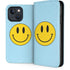 Blue Happy Face iPhone 15 Folio Case