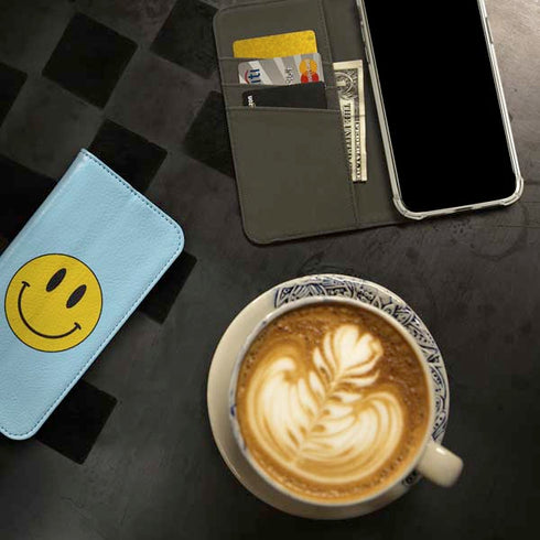 Blue Happy Face iPhone 15 Folio Case