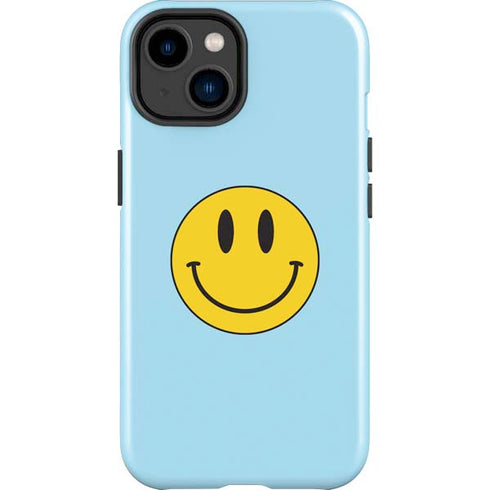 Blue Happy Face iPhone 15 Impact Case