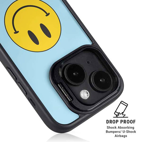 Blue Happy Face iPhone 15 Plus Kickstand Case
