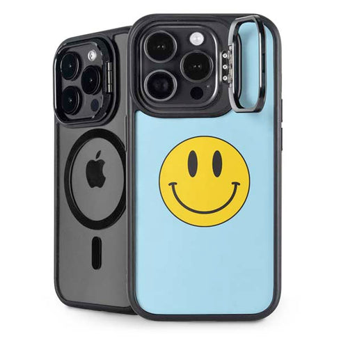 Blue Happy Face iPhone 15 Pro Kickstand Case