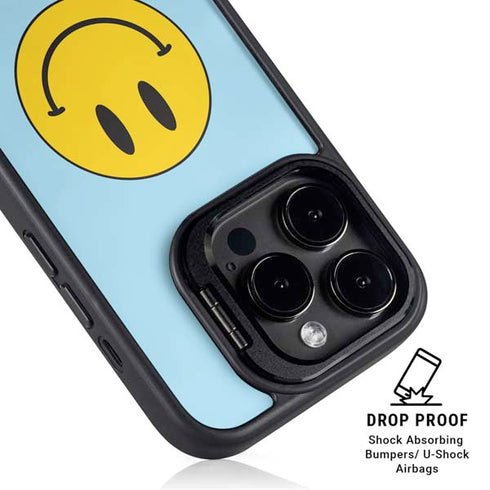 Blue Happy Face iPhone 15 Pro Max Kickstand Case