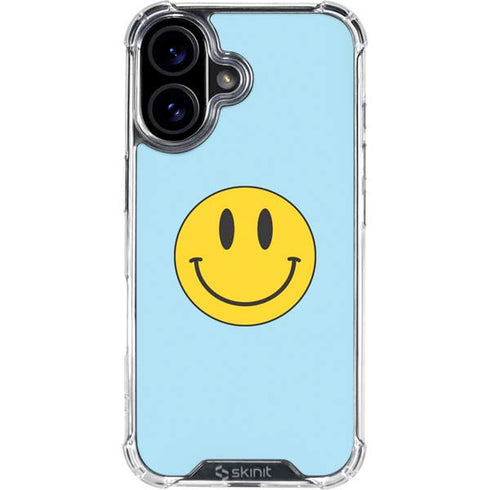 Blue Happy Face iPhone 16 Clear Case