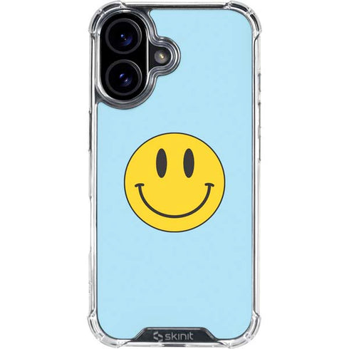 Blue Happy Face iPhone 16 Plus Clear Case