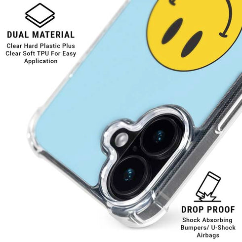 Blue Happy Face iPhone 16 Plus Clear Case