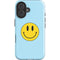 Blue Happy Face iPhone 16 Plus Impact Case