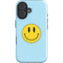 Blue Happy Face iPhone 16 Plus Impact Case