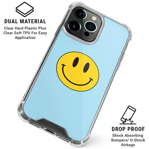 Blue Happy Face iPhone 16 Pro Clear Case