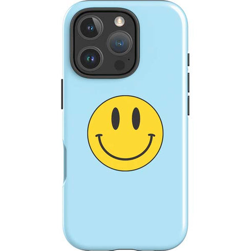 Blue Happy Face iPhone 16 Pro Max Impact Case