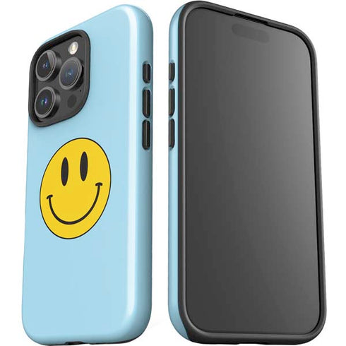 Blue Happy Face iPhone 16 Pro Max Impact Case