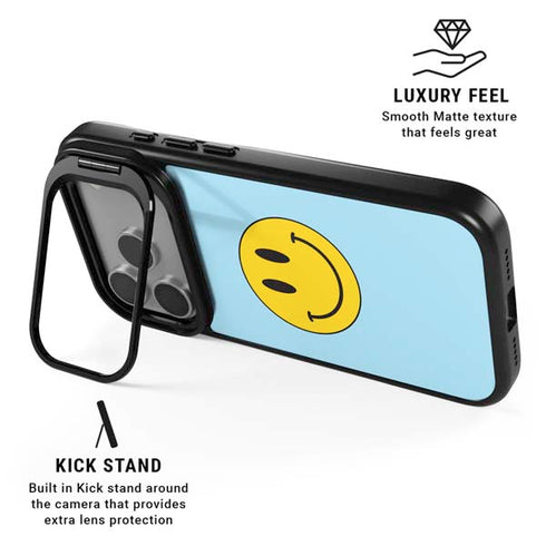 Blue Happy Face iPhone 17 Pro Kickstand Case