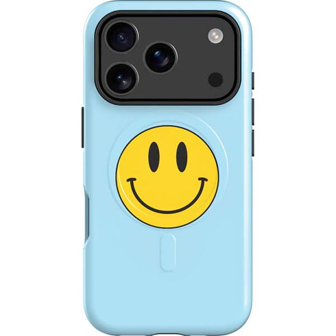 Blue Happy Face iPhone 17 Pro Magsafe Impact Case
