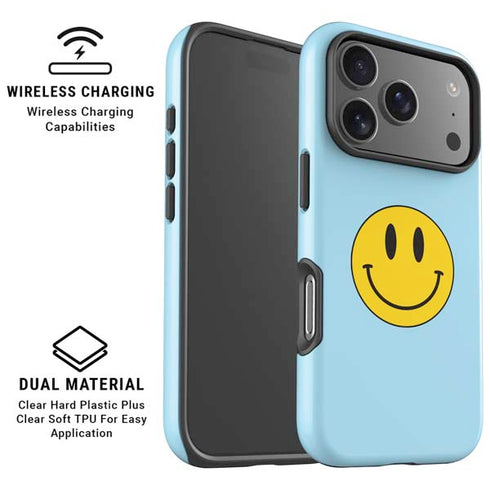 Blue Happy Face iPhone 17 Pro Magsafe Impact Case