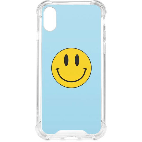 Blue Happy Face iPhone XS Clear Case