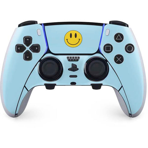 Blue Happy Face PS5 DualSense Edge Pro Controller Skin