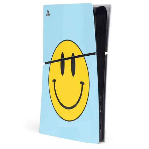Blue Happy Face PS5 Slim Digital Edition Console Skin
