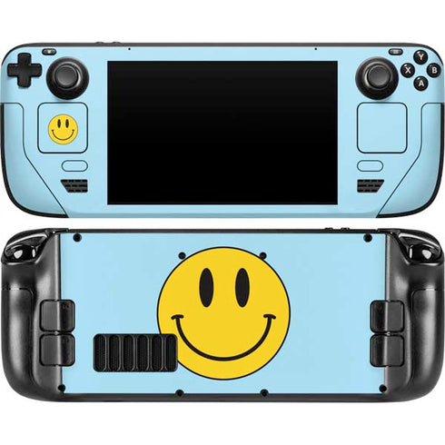 Blue Happy Face Steam Deck Handheld Gaming Computer Skin