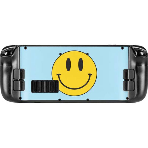 Blue Happy Face Steam Deck Handheld Gaming Computer Skin