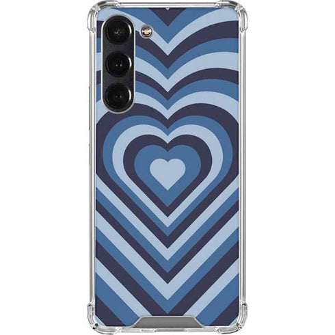 Blue Heart Pattern Galaxy S24 FE Clear Case