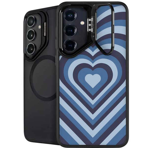 Blue Heart Pattern Galaxy S25 Kickstand Case