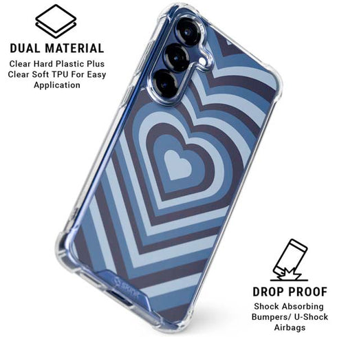 Blue Heart Pattern Galaxy S25 Clear Case