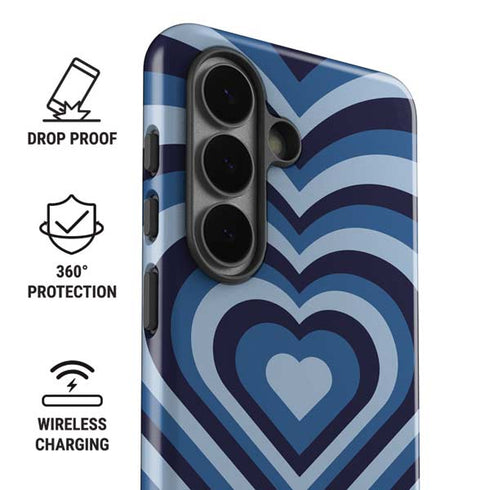 Blue Heart Pattern Galaxy S26 Impact Case