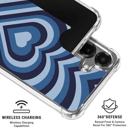 Blue Heart Pattern Galaxy S26 Plus Clear Case