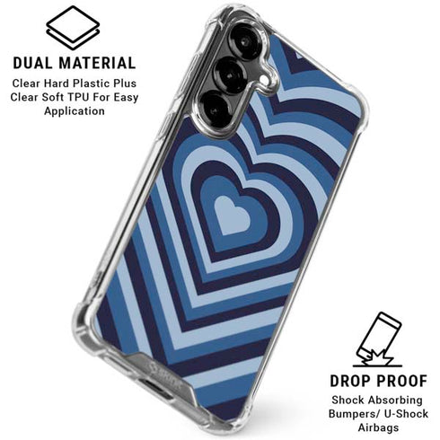 Blue Heart Pattern Galaxy S26 Plus Clear Case