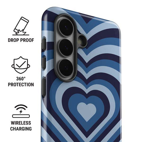 Blue Heart Pattern Galaxy S26 Plus Impact Case