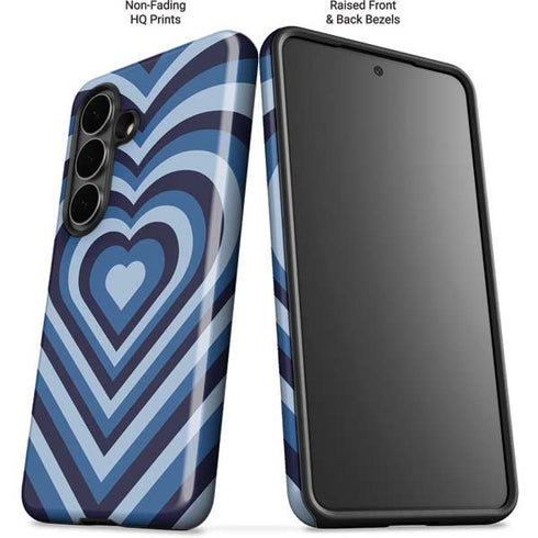 Blue Heart Pattern Galaxy S26 Plus Impact Case