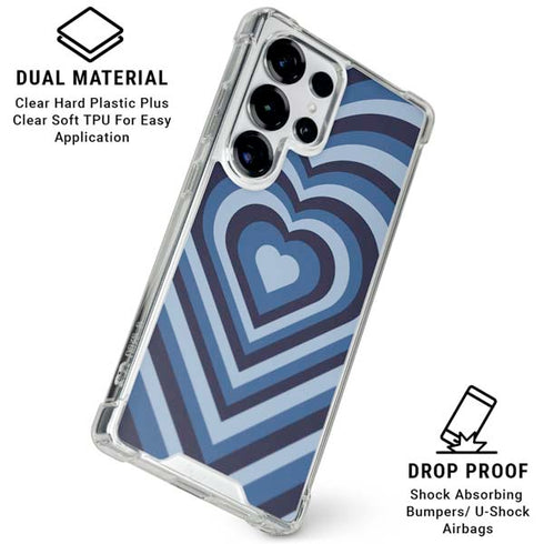 Blue Heart Pattern Galaxy S26 Ultra Clear Case