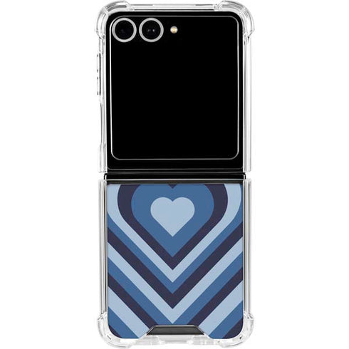 Blue Heart Pattern Galaxy Z Flip7 Clear Case