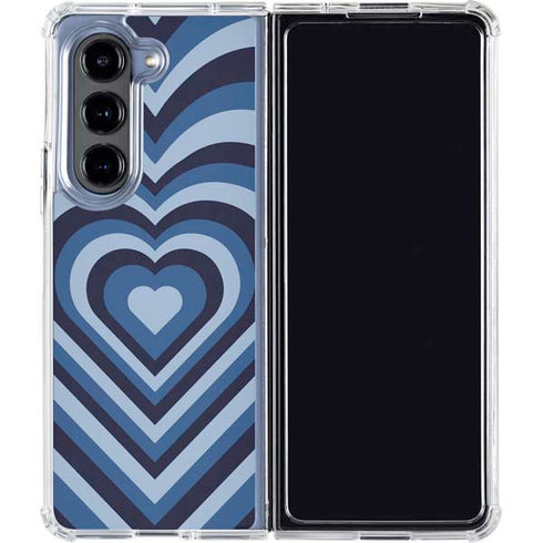 Blue Heart Pattern Galaxy Z Fold5 5G Clear Case