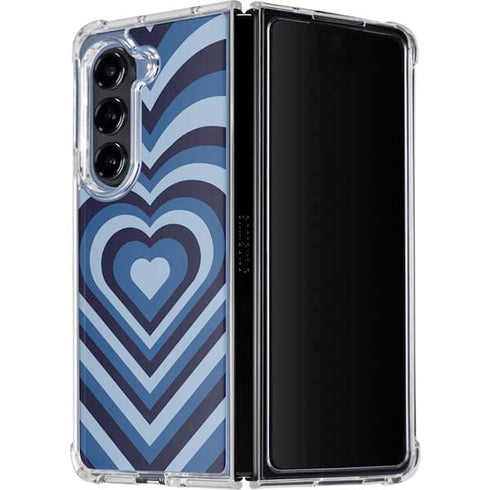 Blue Heart Pattern Galaxy Z Fold5 5G Clear Case