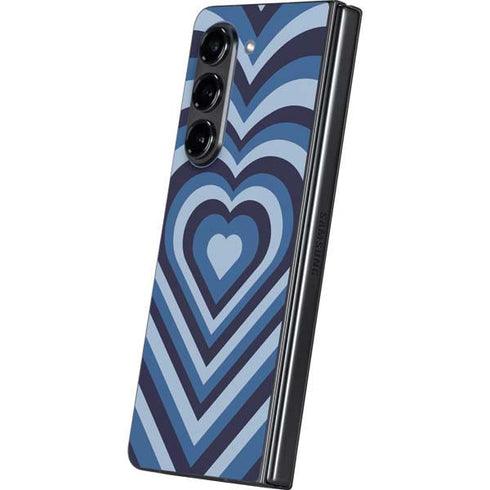 Blue Heart Pattern Galaxy Z Fold5 5G Skin