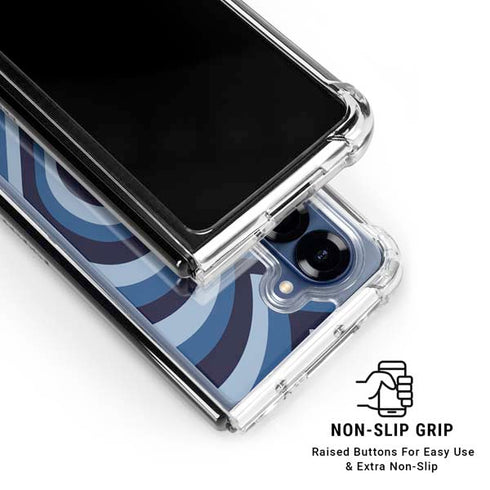 Blue Heart Pattern Galaxy Z Fold6 Clear Case