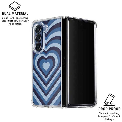 Blue Heart Pattern Galaxy Z Fold7 Clear Case