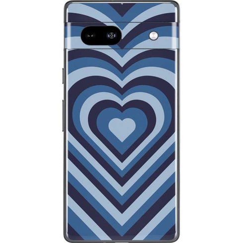 Blue Heart Pattern Google Pixel 7a Skin
