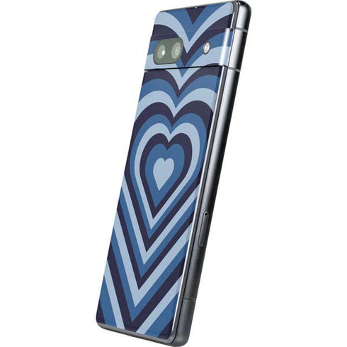 Blue Heart Pattern Google Pixel 7a Skin