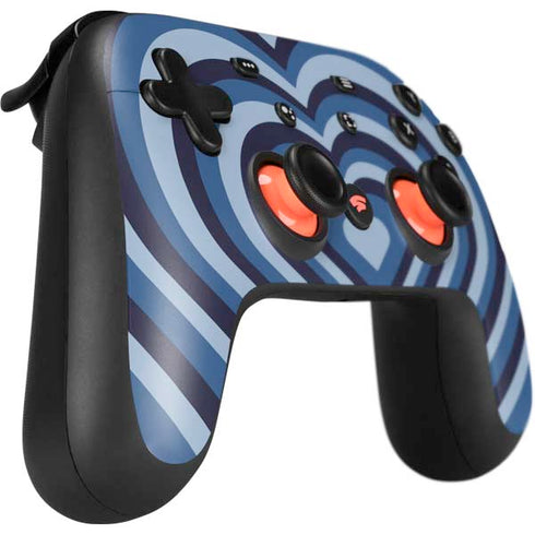 Blue Heart Pattern Google Stadia Controller Skin