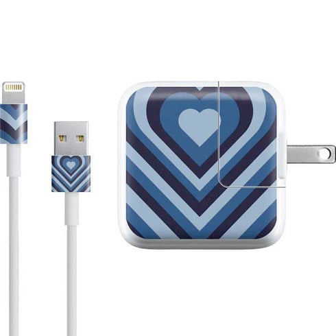 Blue Heart Pattern iPad Charger (10W USB) Skin