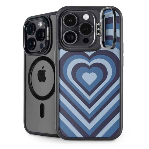 Blue Heart Pattern iPhone 14 Pro Kickstand Case