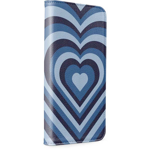 Blue Heart Pattern iPhone 15 Plus Folio Case