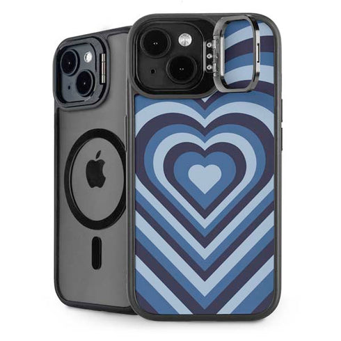 Blue Heart Pattern iPhone 15 Plus Kickstand Case