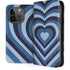 Blue Heart Pattern iPhone 15 Pro Folio Case