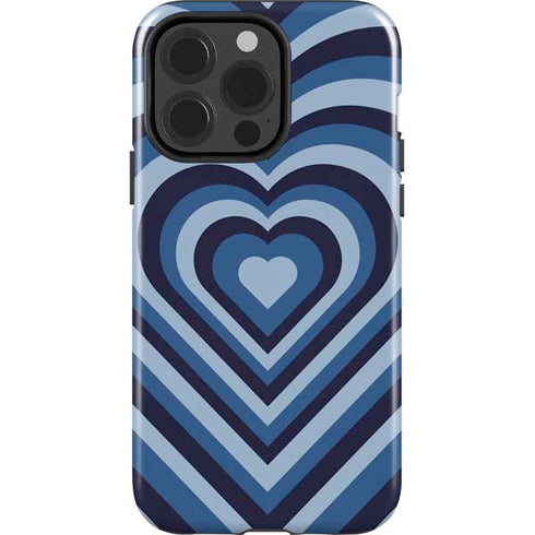 Blue Heart Pattern iPhone 15 Pro Impact Case