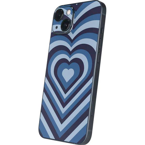 Blue Heart Pattern iPhone 15 Skin