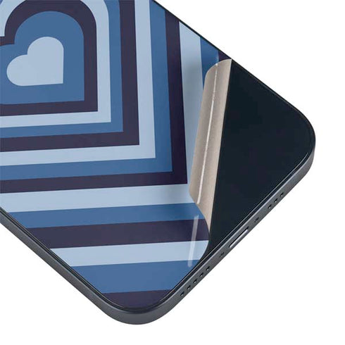 Blue Heart Pattern iPhone 15 Skin
