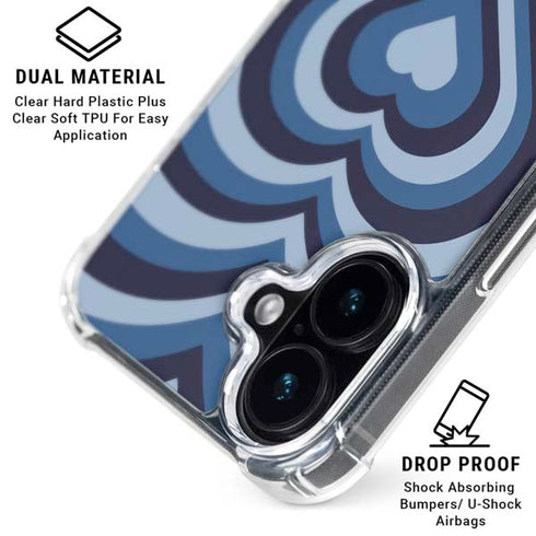 Blue Heart Pattern iPhone 16 MagSafe Case