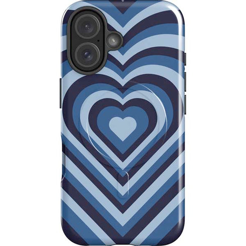 Blue Heart Pattern iPhone 16 Magsafe Impact Case